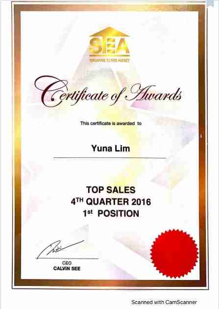 1.21.32.3Yuna Lim certificate top sales 4st QUARTER 2016