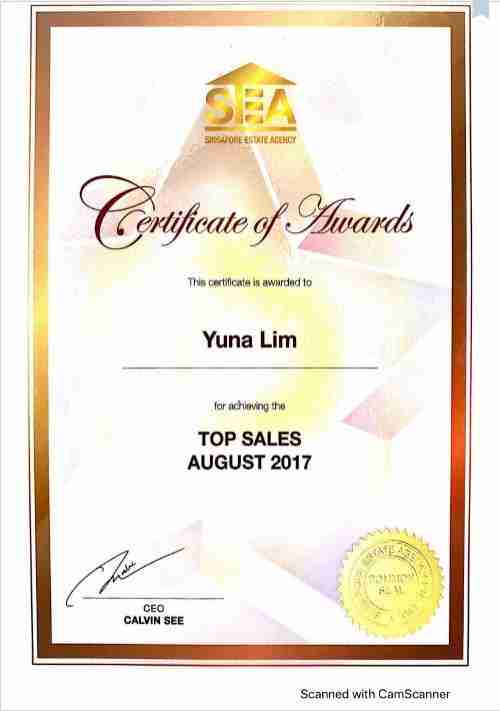 top property agent yuna lim top sales august 2017