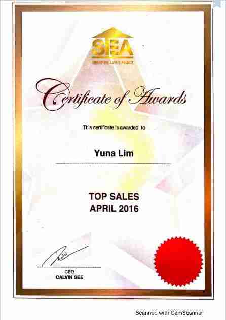 Yuna Lim certificate top sales April 2016
