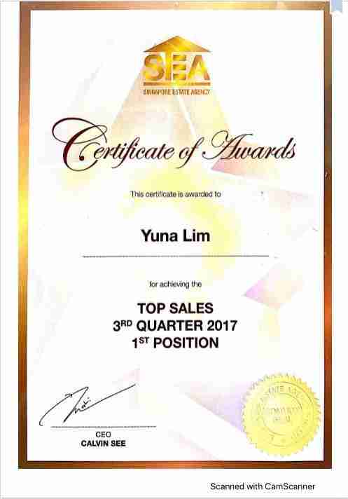 top property agent yuna lim top sales 3rd quarter 2017 1st position
