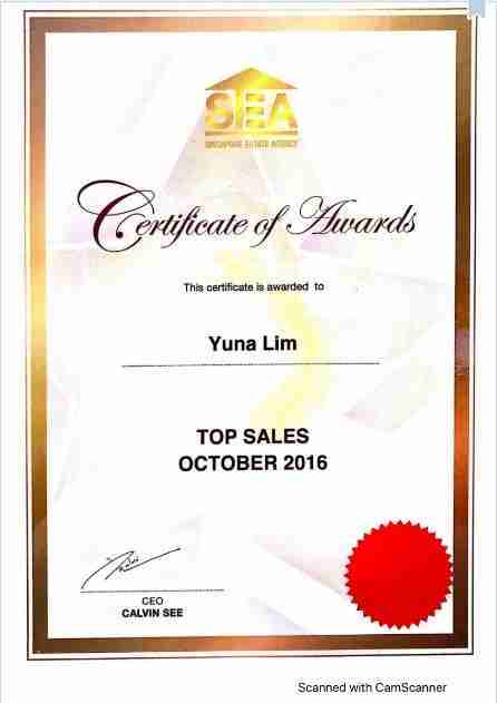 Yuna Lim certificate top sales october 2016