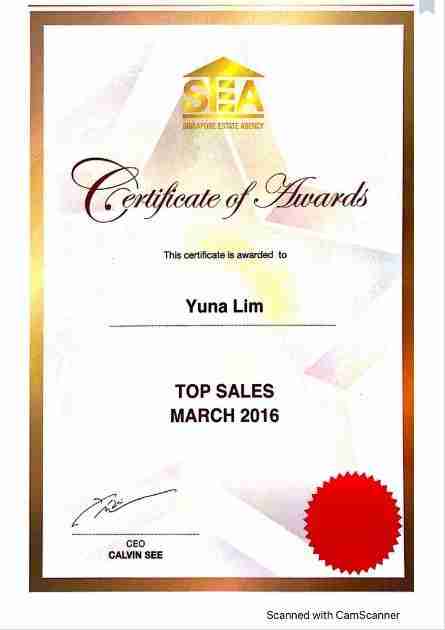 Yuna Lim certificate top sales march 2016