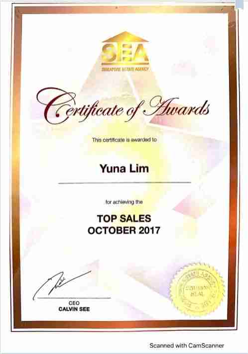 top property agent yuna lim top sales october 2017