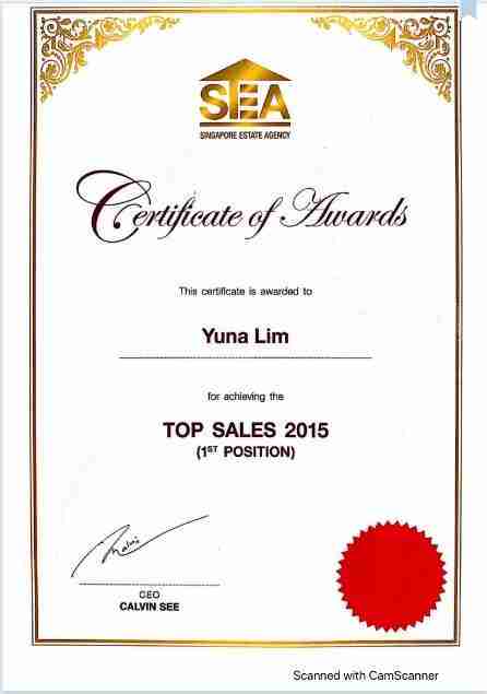 2015 certificate yuna Lim-property agent in singapore